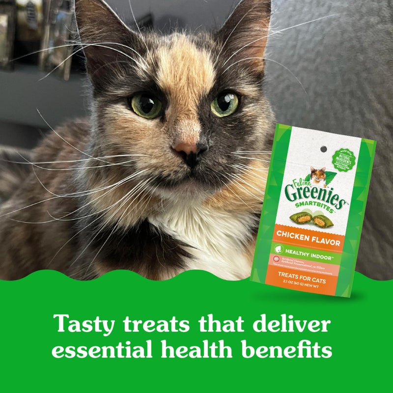 Greenies Feline Smartbites Healthy Indoor Cat Treats, Chicken Flavor, 2.1 oz. Pack - Image 2